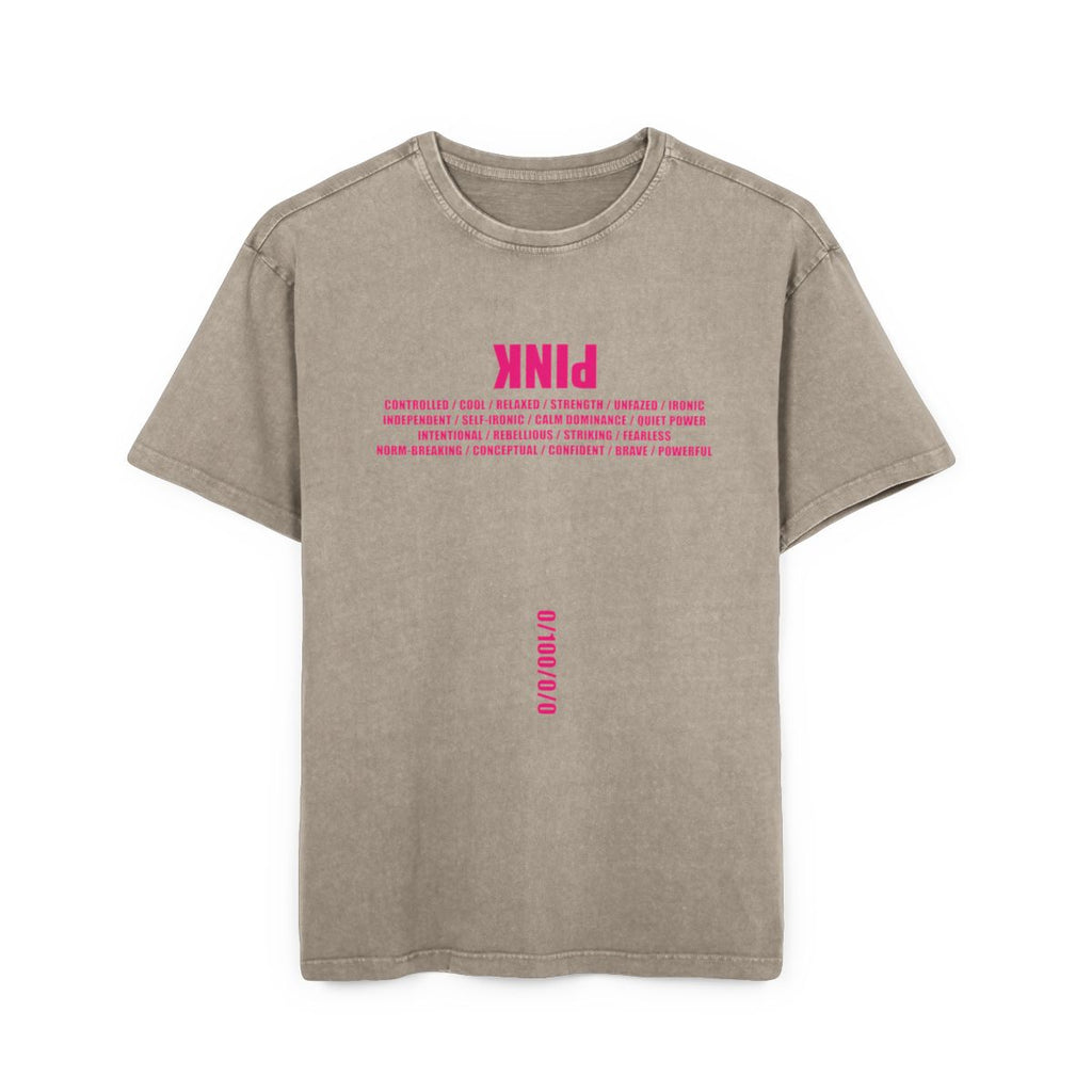 Khaki Tee / PINK text