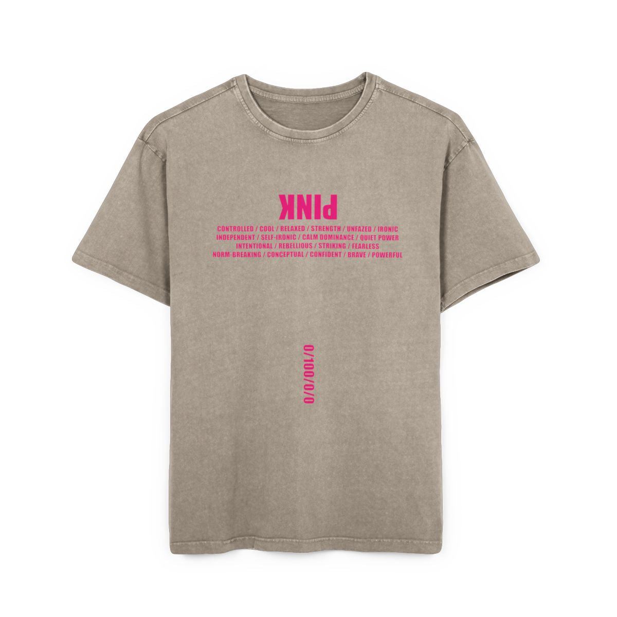 Khaki Tee / PINK text