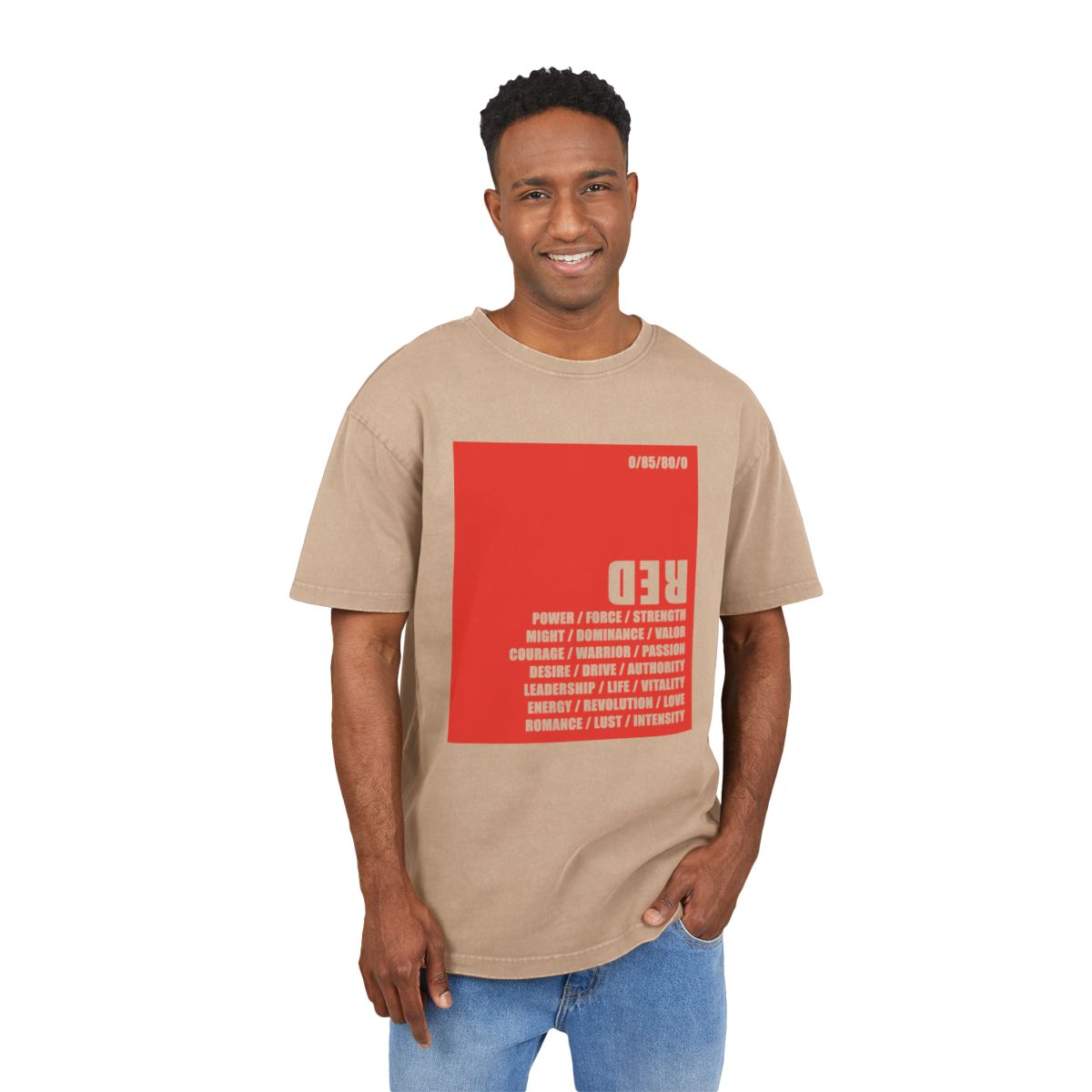 Beige Tee / RED logo