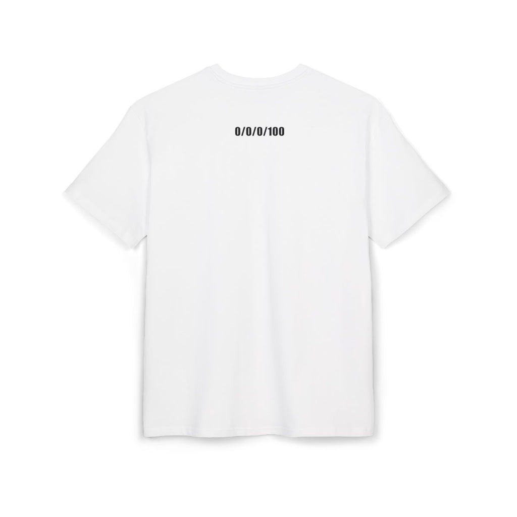 White Tee / Black long text