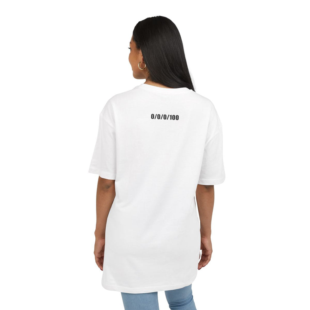White Tee / Black long text