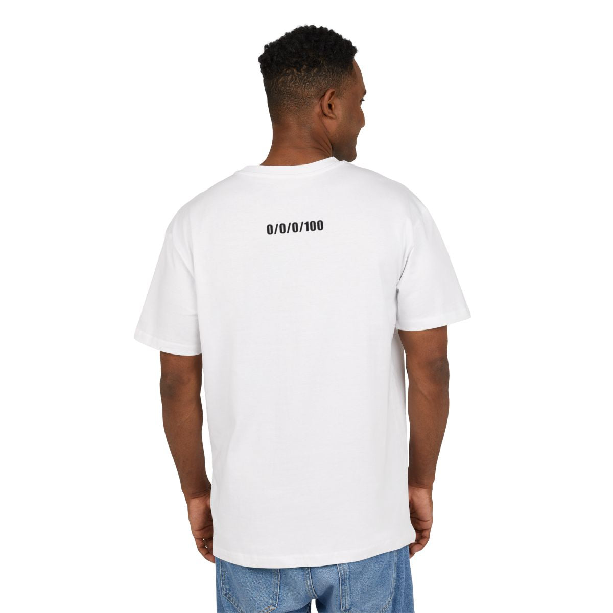 White Tee / Black long text