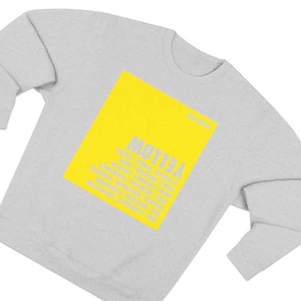 Grey sweatshirt / yellow logo