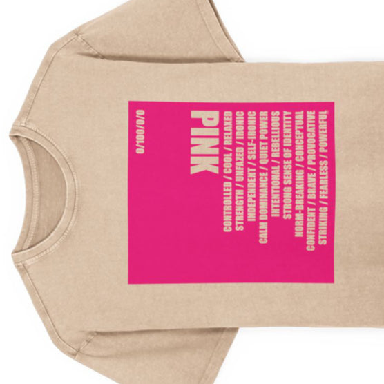 Beige Tee / PINK logo