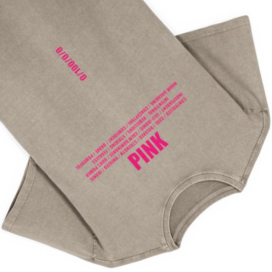 Khaki Tee / PINK text
