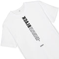 White Tee / Black long text